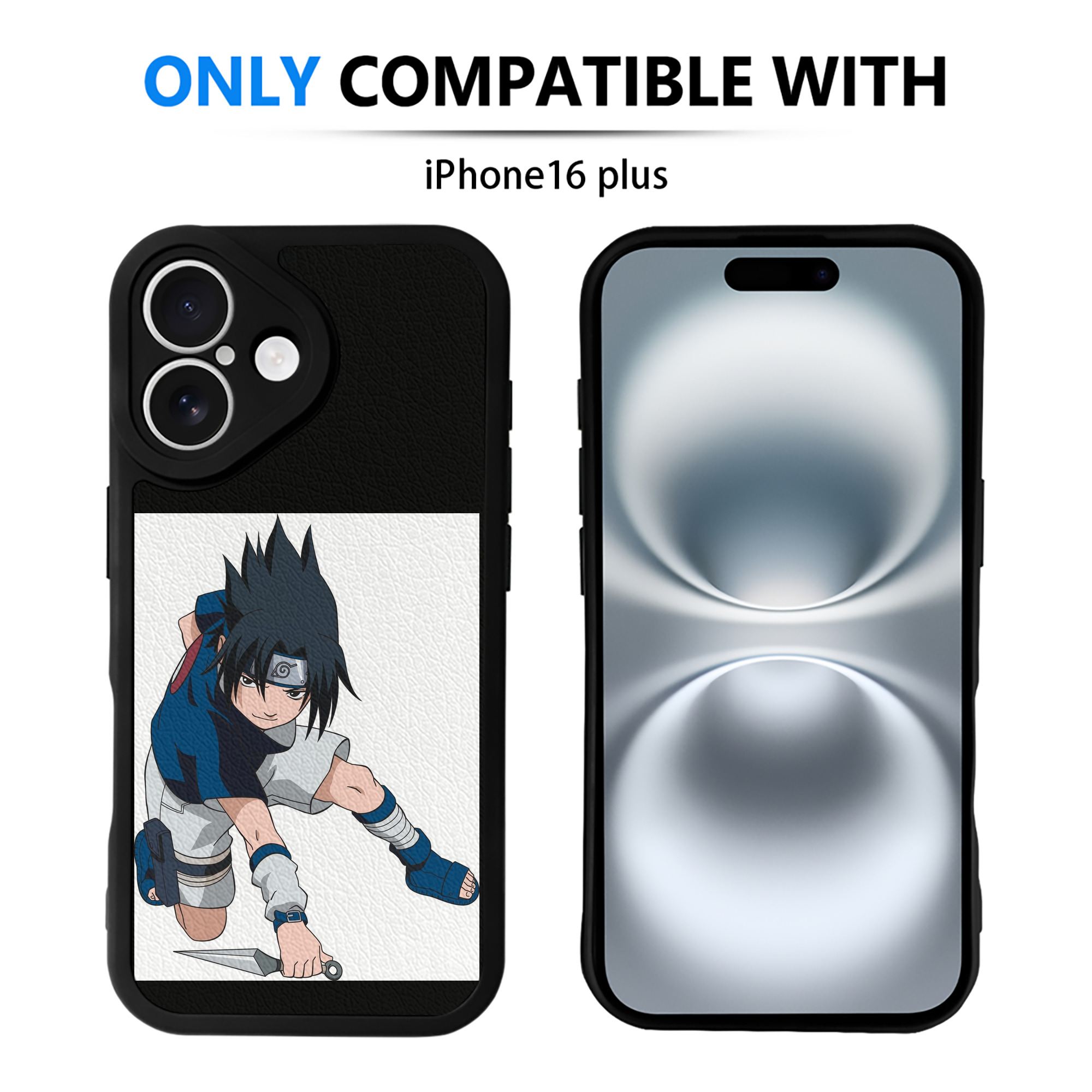 （画像用） NARUTO -ナルト- うちは サスケ Uchiha Sasuke 【iPhone 16シリーズ対応】シリコンスマホケース（レザー調） 材質：シリコン